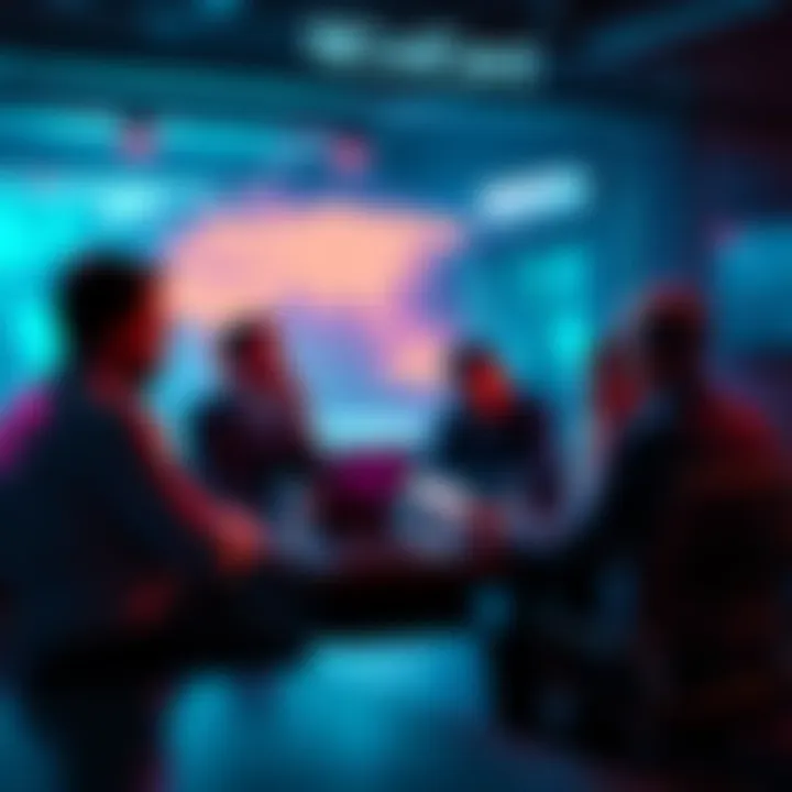 A group of people discussing the implications of open-source code on security in a tech meeting.