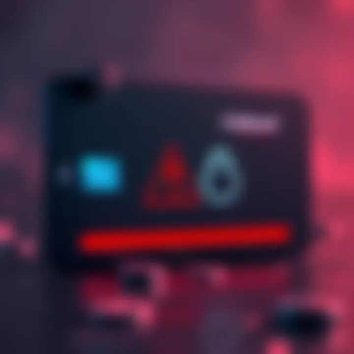 A warning graphic showing a Coldcard device with a red alert symbol and drained wallet icon, indicating security issues.