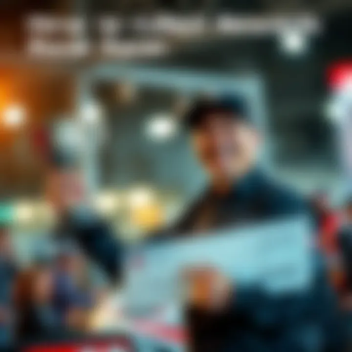 A person holding a trophy and a check at a racing event, smiling and celebrating their win