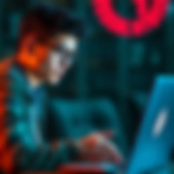 A college student looking at a laptop with cryptocurrency symbols and a calculator, pondering how to use crypto for tuition