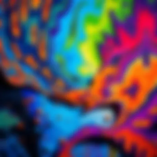 A vibrant abstract artwork showcasing bold colors and textures representing identity and energy.