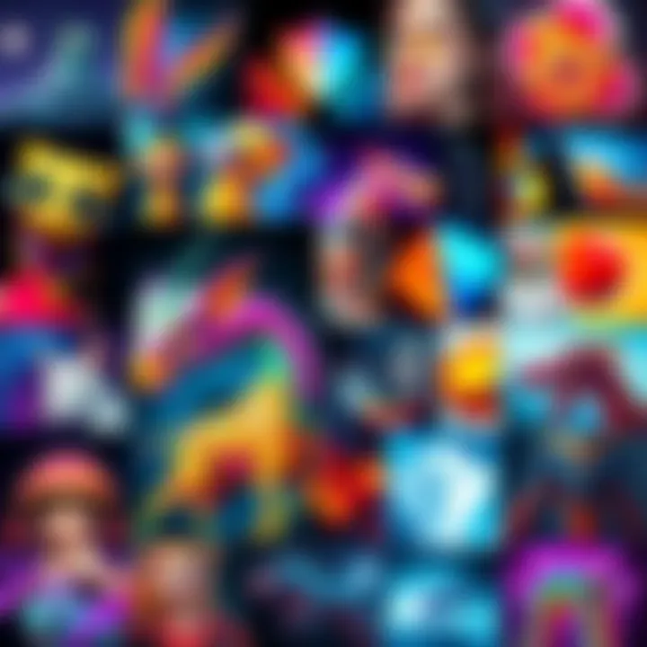 A vibrant collage of Isla-inspired artwork showcasing various artistic styles and techniques from talented artists.