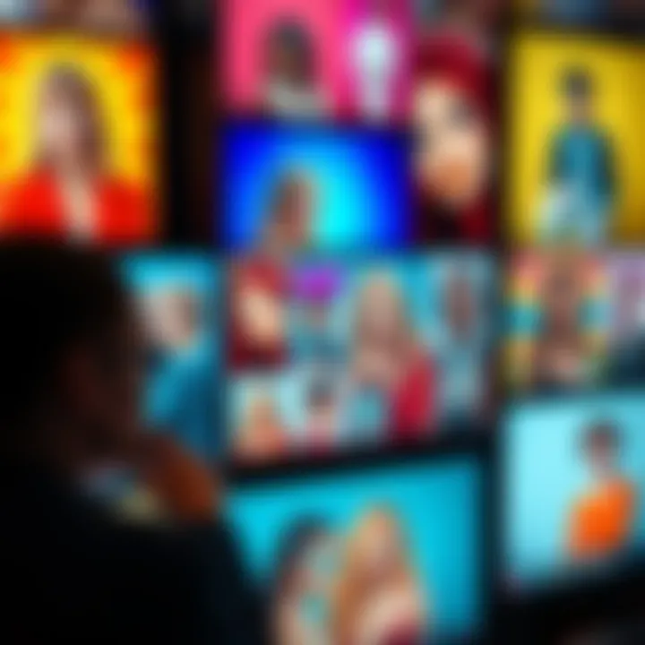 A collection of vibrant and unique profile pictures displayed on social media screens, showcasing different styles and themes.
