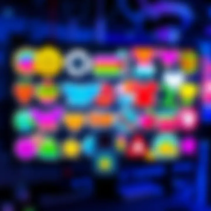 A variety of bright and fun streamer stickers displayed on a digital screen, showcasing unique designs for enhancing streaming