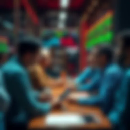 People engaging in a lively discussion about trading strategies and technical analysis