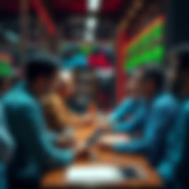 People engaging in a lively discussion about trading strategies and technical analysis