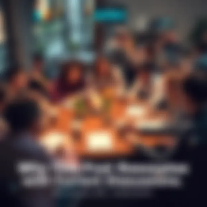 A diverse group of people engaging in a conversation at a round table, sharing ideas and insights, with notepads and coffee cups around them