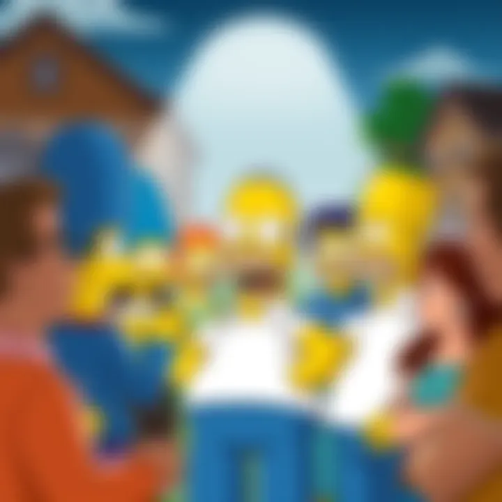 People in the community discussing the news of Homer being replaced, showing a mix of surprise and concern.