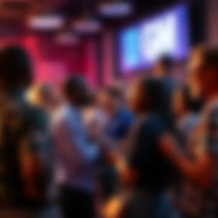 A diverse group of people engaging in conversation at a gathering celebrating GM culture