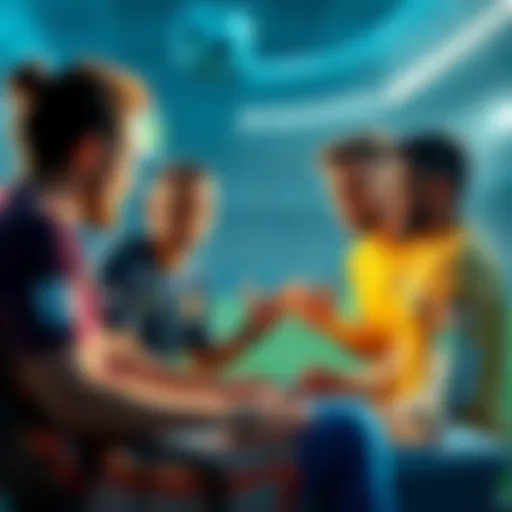 A group of players discussing and voting on soccer lineups on a digital platform, showing collaboration and teamwork.