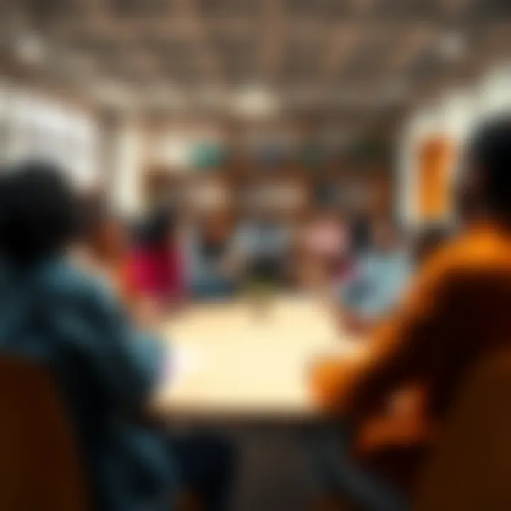 Community Meeting on Racial Ratios A group of diverse individuals gathering in a community center discussing societal racial ratios and their effects.