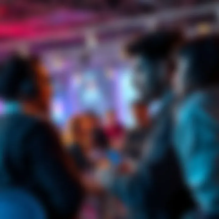 Community Member Discussing Game Concept A person sharing a new game idea with others in a lively forum setting.