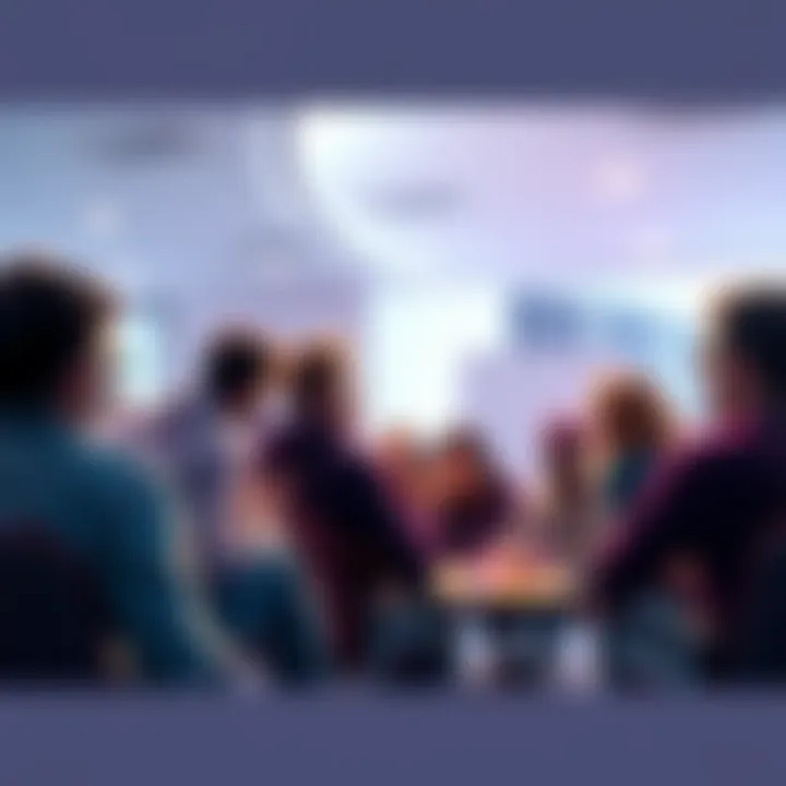 A group of people discussing in a community meeting, focused on collaboration and engagement for the future of MSTR Baggies.