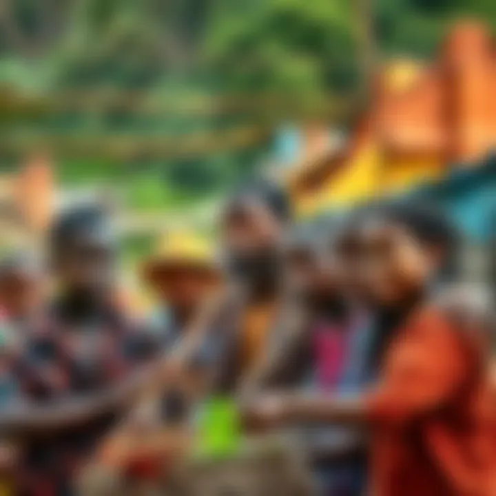 Community Strength in Kendu A diverse group of people working together, showcasing unity and determination in a community project