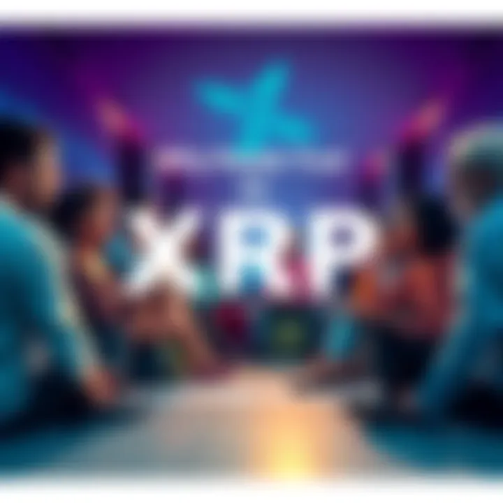 A group of diverse people discussing their experiences and reasons for investing in XRP cryptocurrency.