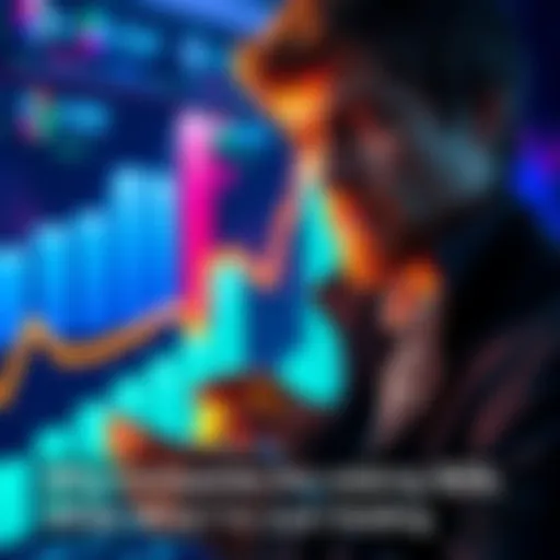 A visual showing a graph with rising bars representing companies staking SOL, alongside a person holding their SOL tokens, looking contemplative