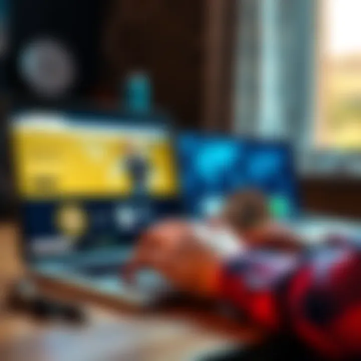 A person comparing Binance and Kraken websites on a laptop, looking for the best place to buy Bitcoin in Europe.