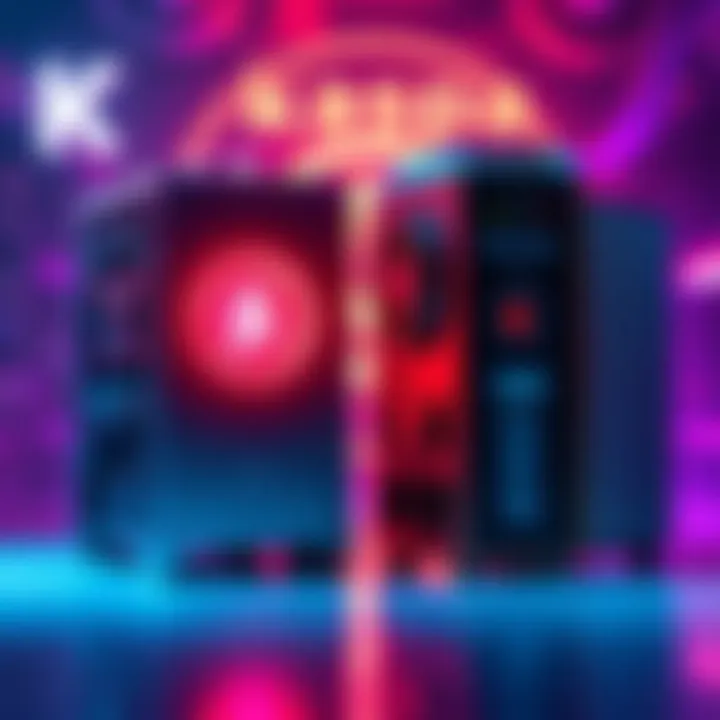 A side-by-side view of a new ASIC miner and a used ASIC miner with Kaspa logo in the background