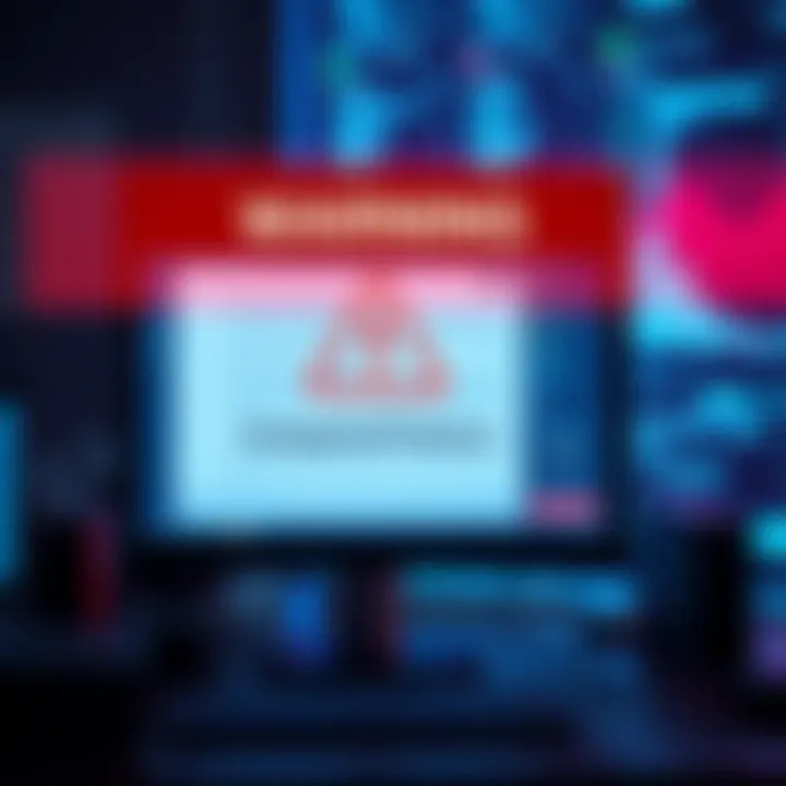 A warning graphic showing a computer screen with a red alert symbol, indicating potential hacking at Compound Finance.