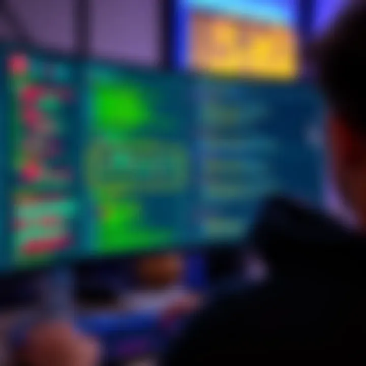 A person coding on a computer with a focus on the screen displaying code, representing software development.