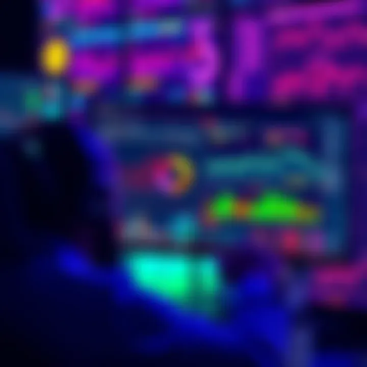 A person observing a computer screen with graphs and data showing node activity.