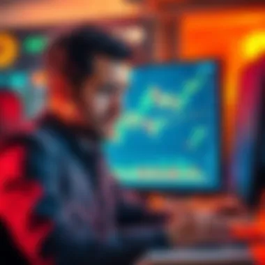 An investor appears worried while checking financial charts on a computer, reflecting uncertainty in their cryptocurrency investment.