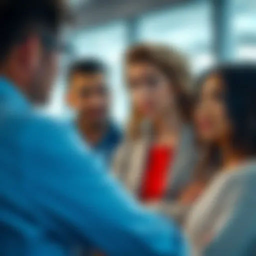 A group of people in conversation, showing concern for someone's health and well-being, with a focus on emotional support