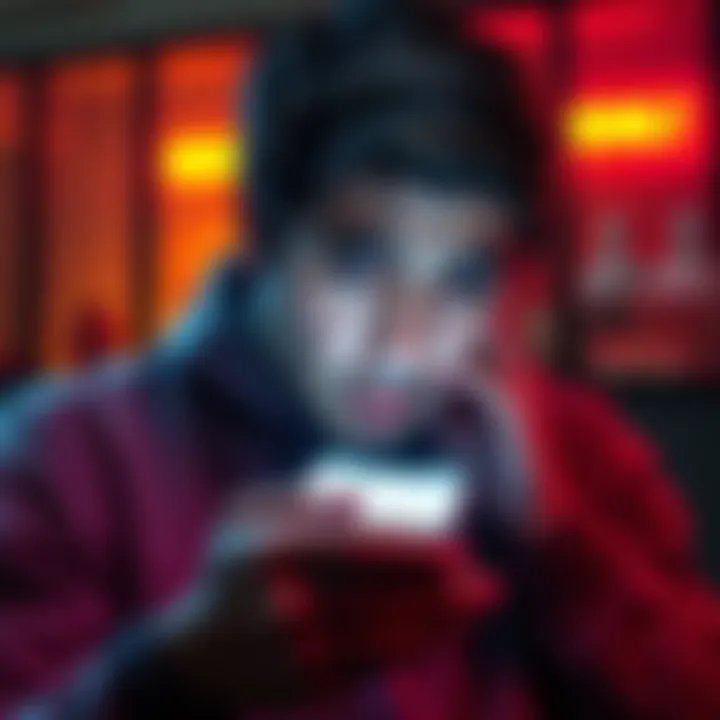 A worried person looking at a phone with a notification about account closure from Revolt, symbolizing user anxiety over account safety.