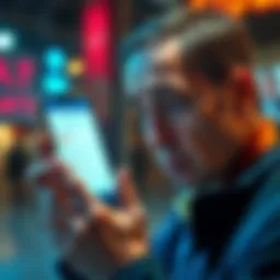 A worried individual examines a mobile wallet app, reflecting concerns about security issues. The screen displays options like Tangem and Trust Wallet.