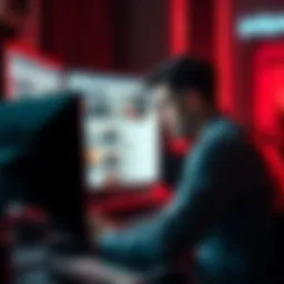 A worried person sits at a computer, looking at a website that looks like Polymarket. They appear anxious about being scammed.