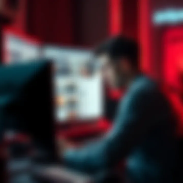 A worried person sits at a computer, looking at a website that looks like Polymarket. They appear anxious about being scammed.