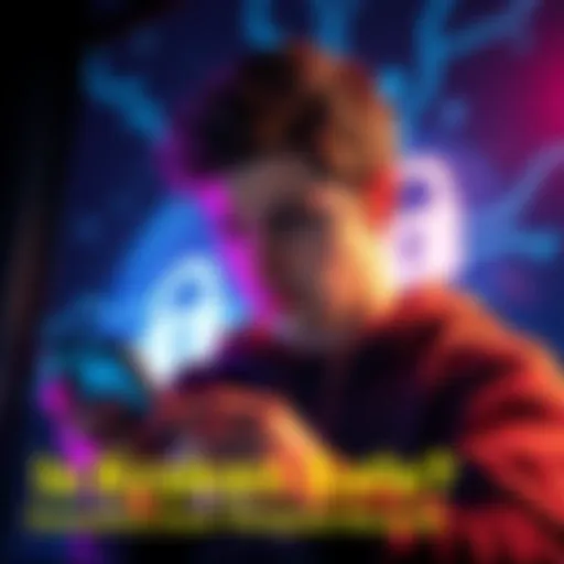 A person looking worried while using a mobile app, with a lock symbol representing data security in the background.