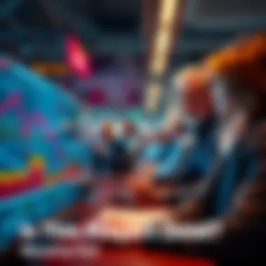 Investors looking worriedly at declining project trends on a screen