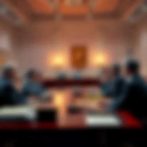 A group of Congressmen discussing legislation in a conference room, showcasing active participation in governance.