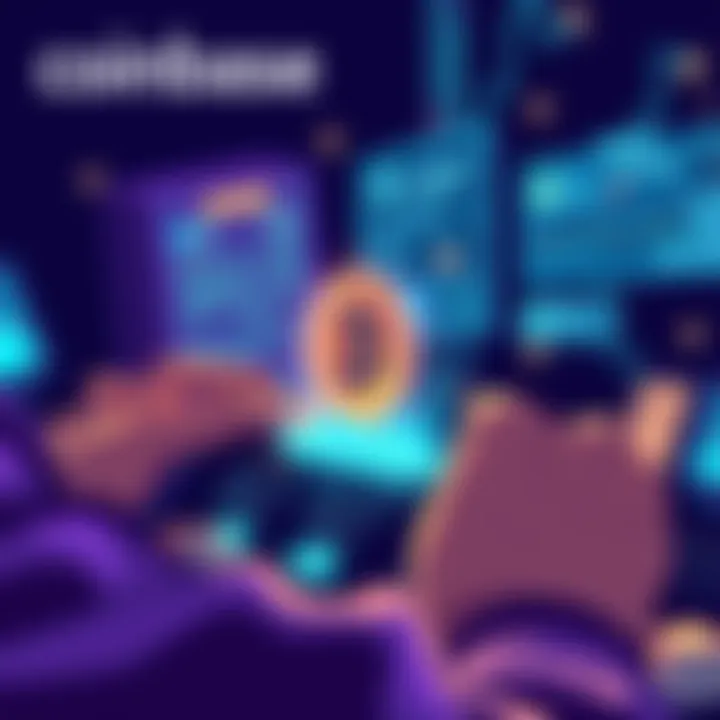 Illustration of a person linking their Coinbase account to a Ledger wallet on a digital device