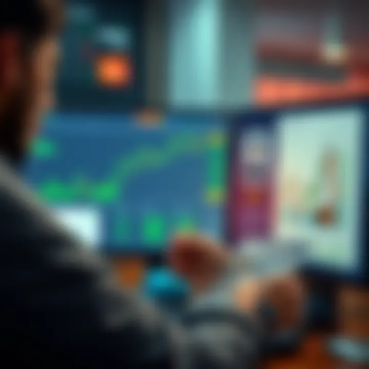 A person looking at a computer screen with bank documents and cryptocurrency charts, considering ways to convert USDT legally.