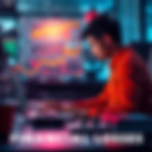 A person sitting at a desk looking at financial graphs on a laptop, showing signs of stress and contemplation about market losses.