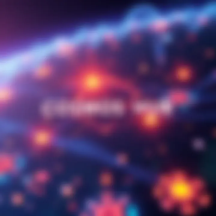 A visual representation of Cosmos Hub showcasing its interoperability features connecting various blockchains, highlighting its unique IBC model.