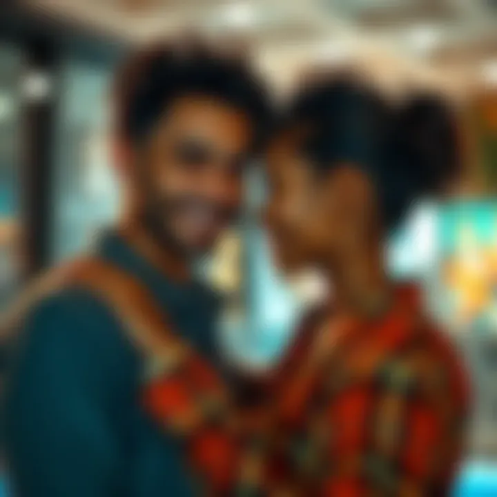 Couple in Love A person with two partners smiling together, showing affection in a modern relationship setting.