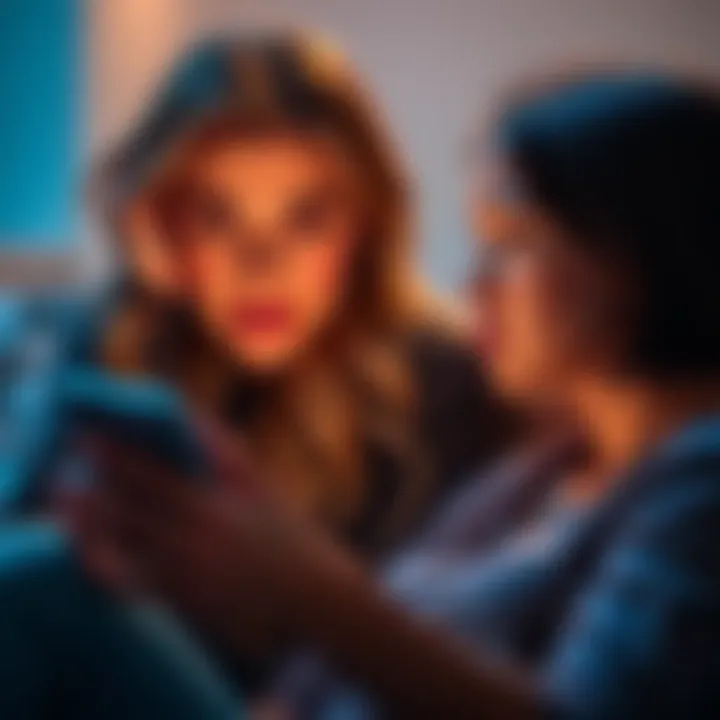 A woman looking upset while using her phone, revealing the truth about a staged romance on social media.