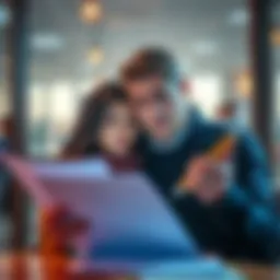 A couple in Germany looking concerned while reviewing financial documents related to a Kazakh bank transaction.