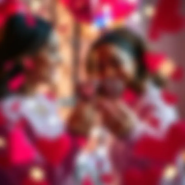 A couple joyfully sharing heart-shaped chocolates, symbolizing love and connection on Valentine's Day.