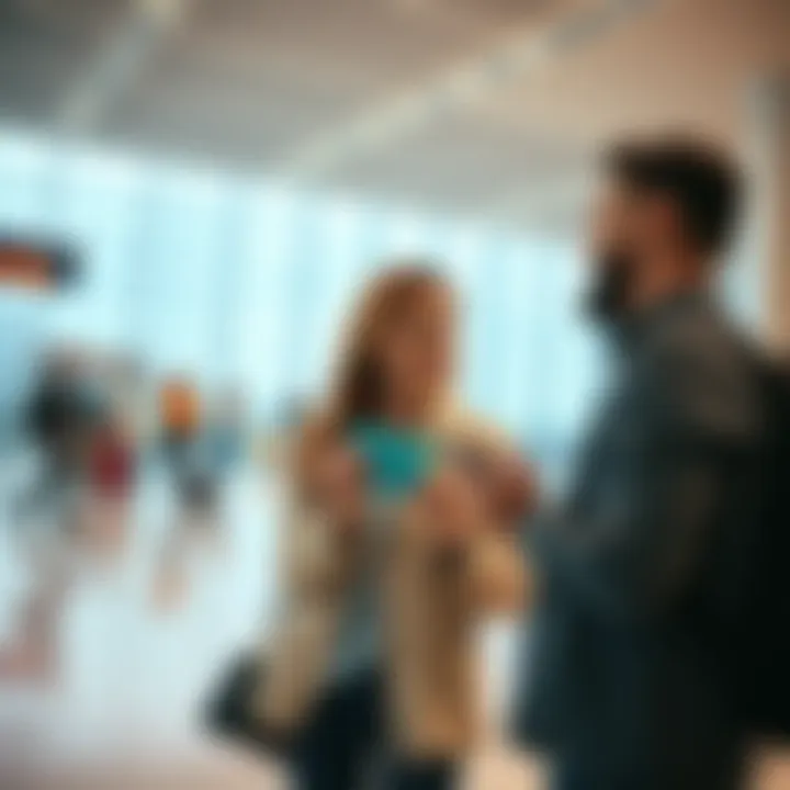 A couple at an airport using a Revolut card while planning their travel expenses together
