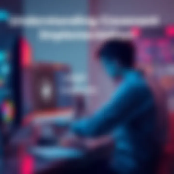 Understanding Covenant Implementation A simple graphic showing a person exploring the concept of covenant implementation on a computer, with friendly wallet features depicted nearby.