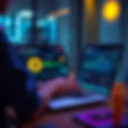 A person managing Bitcoin assets using Covewallet on a laptop, showcasing hot and cold storage options.