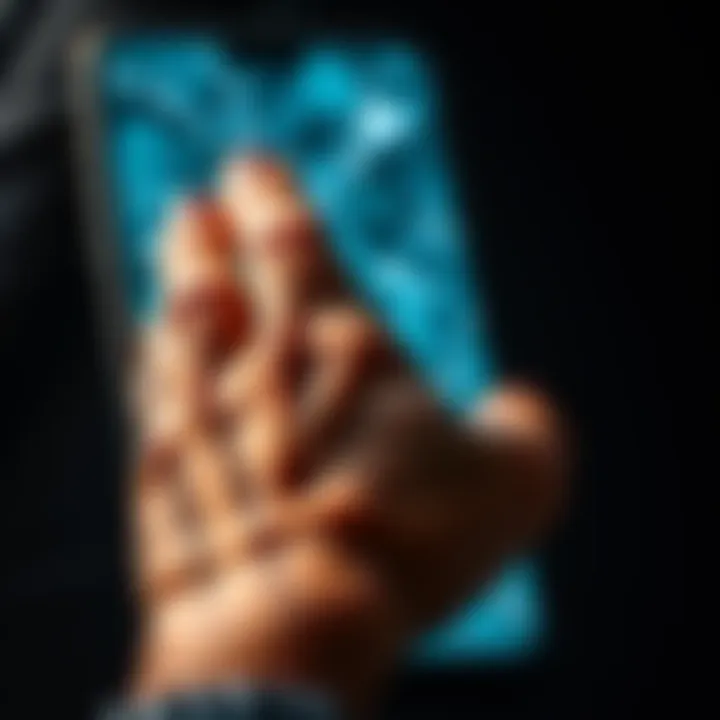 A close-up of a cracked smartphone screen with a hand hovering over it, looking concerned about losing access to a game streak.