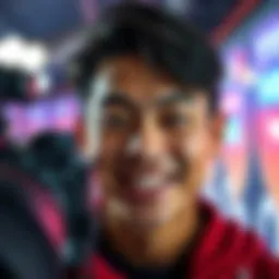 A young creepto influencer smiling confidently while interacting with a camera, showcasing effective facial expressions for audience engagement.