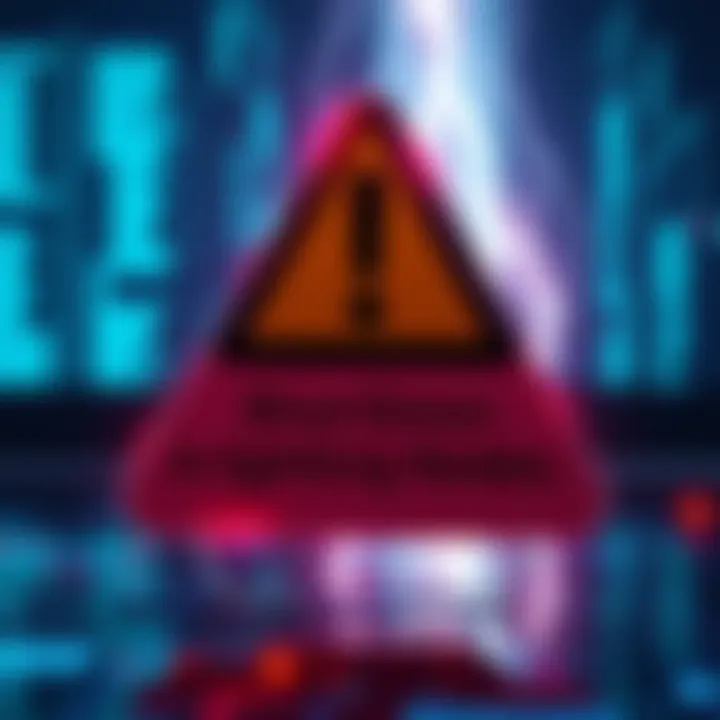 A warning sign with the text 'Shut Down CLN Lightning Nodes' on a digital background, signifying a serious software vulnerability alert