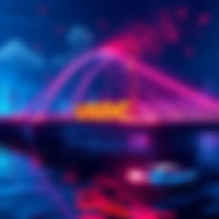 Illustration showing a bridge connecting Ethereum and Arbitrum with USDC coins transferring across it