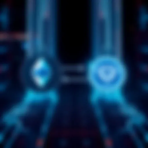 A graphic showing arrows indicating a swap between Ethereum and Solana icons, representing quick and efficient cross-chain trading.